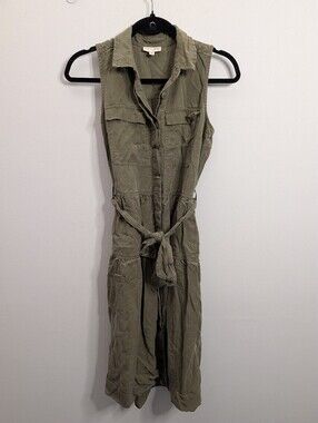 Maison Jules Belted Green Dress (with pockets!) Size Small